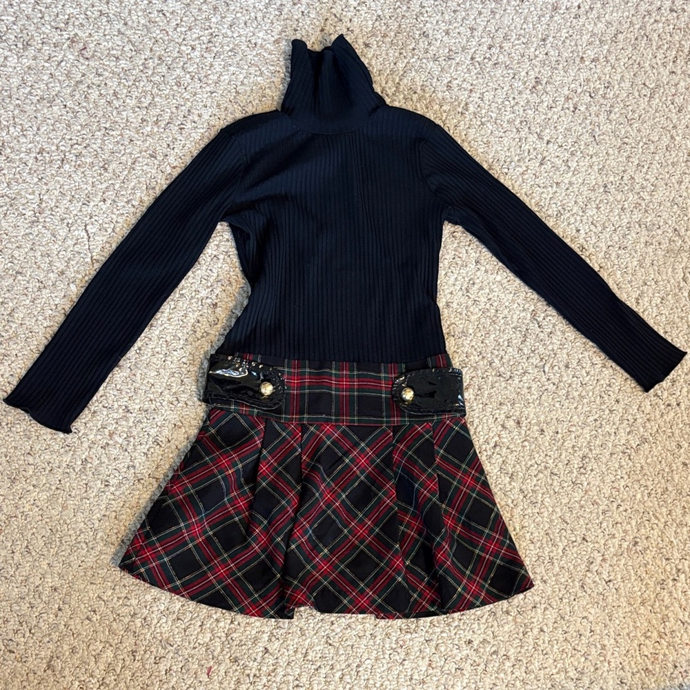 The Children's Place Black and Red Plaid Christmas Dress